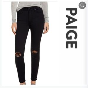 PAIGE Hoxton Ankle Blackbird Destructed Jeans - Black Size 26 NWT